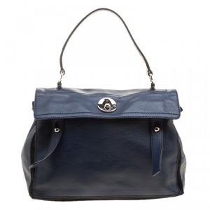 مملوكة مسبقًا Saint Laurent Paris Blue Leather Medium Muse Two Satchel