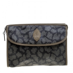 Saint Laurent Beige/Brown Printed Coated Canvas Cosmetic Pouch