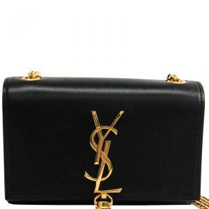 Pre Owned Saint Laurent Paris Black Leather Small Kate Tassel Bag