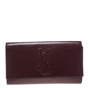 Pre Owned Saint Laurent Paris Pale Red Patent Leather Belle De Jour Flap Clutch