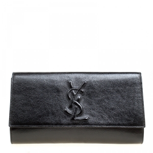 Pre Owned Saint Laurent Black Patent Leather Belle De Jour Flap Clutch