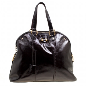 مملوكة مسبقًا Saint Laurent Black Patent Leather Oversized Muse Satchel