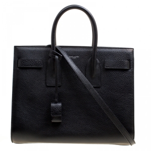 مملوكة مسبقًا Saint Laurent Black Leather Small Classic Sac De Jour Top Handle Bag