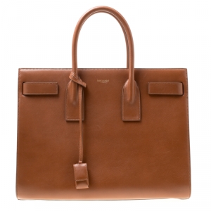 مملوكة مسبقًا Saint Laurent Brown Leather Large Sac De Jour Tote
