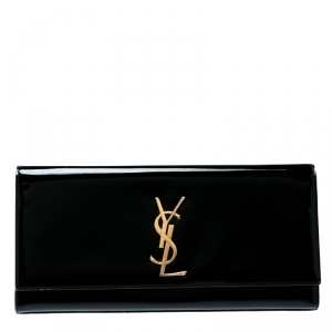 Pre Owned Saint Laurent Black Patent Leather Kate Clutch 