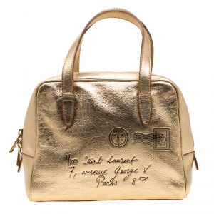مملوكة مسبقًا Saint Laurent Gold Leather Y Mail Mini Bag