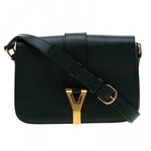 Saint Laurent Green Textured Leather Medium Chyc Flap Bag