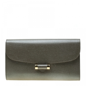 Pre Owned Saint Laurent Grey Leather Muse Clutch