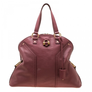 Pre Owned Saint Laurent Bubble Gum Pink Leather Oversized Muse Bag