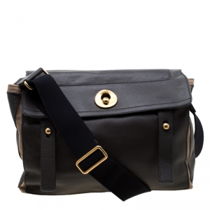 Saint Laurent Paris Grey Leather and Fabric Muse Two Messenger Bag