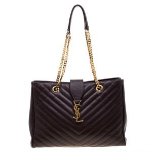 مملوكة مسبقًا حقيبة يد سان لوران باريس شوبر كاساندريه جلد مبطنة عنابية