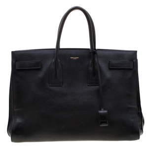 مملوكة مسبقًا Saint Laurent Black Leather Large Sac De Jour Tote