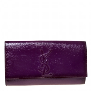 Saint Laurent Purple Patent Leather Belle De Jour Flap Clutch
