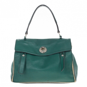 مملوكة مسبقًا Saint Laurent Paris Green Granulated Calf Leather New Muse Two Bag