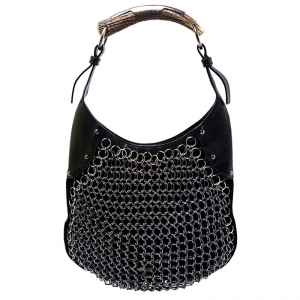 Saint Laurent Black Suede and Leather Rings Mombasa Hobo
