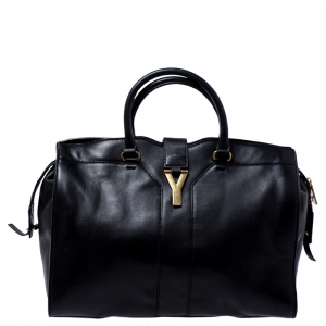 Saint Laurent Black Leather Large Cabas Chyc Satchel