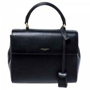 Pre Owned Saint Laurent Paris Black Leather Small Moujik Top Handle Bag
