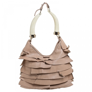 Saint Laurent Paris Beige Leather St.Tropez Horn Hobo