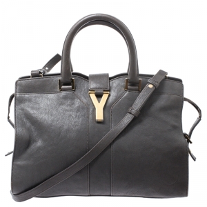 Pre Owned حقيبة سان لوران باريس كاباس شيك رصاصية صغيرة