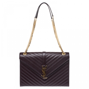 مملوكة مسبقًا Saint Laurent Paris Burgundy Matelasse Leather Large Cassandre Flap Bag