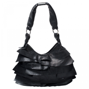 Saint Laurent Paris Black Leather Small St. Tropez Hobo
