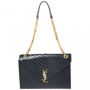 مملوكة مسبقًا Saint Laurent Black Matelasse Leather Large Cassandre Flap Bag