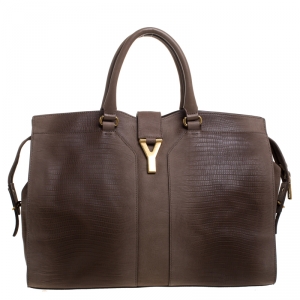 Saint Laurent Paris Brown Ombre Leather Large Cabas Chyc Satchel Bag