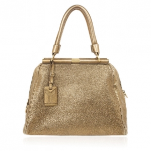 مملوكة مسبقًا Yves Saint Laurent Metallic Gold Leather Rive Gauche Majorelle Bag