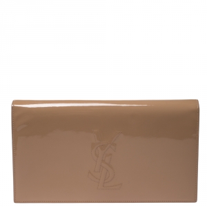 مملوكة مسبقًا Saint Laurent Nude Patent Leather Belle De Jour Flap Clutch