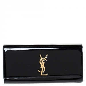 مملوكة مسبقًا Saint Laurent Black Patent Leather Cassandre Clutch