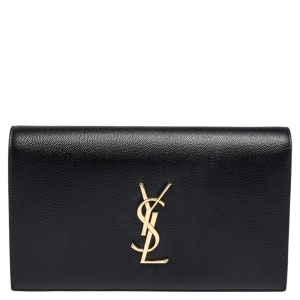 Pre Owned Saint Laurent Black Leather Kate Clutch
