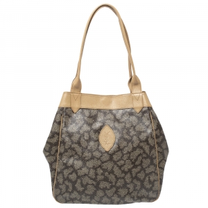 Pre Owned Yves Saint Laurent Grey/Beige Coated Canvas Shoulder Bag