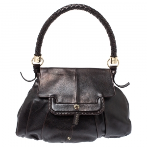 Pre Owned Yves Saint Laurent Dark Brown Leather Satchel