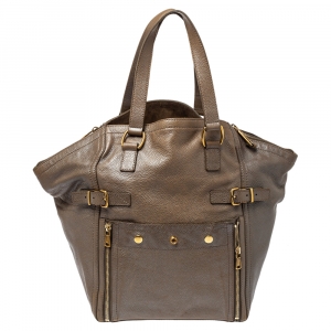 Pre Owned Yves Saint Laurent Beige Leather Large Downtown Tote