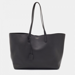 Saint Laurent Dark Grey Leather E/W Shopper Tote