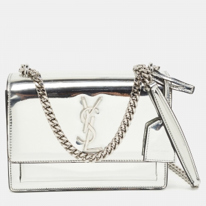 Saint Laurent Silver Mirrored Leather Sunset Shoulder Bag