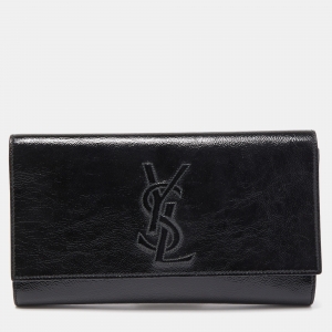 Saint Laurent Black Patent Leather Belle De Jour Flap Clutch