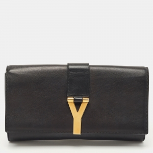 مملوكة مسبقًا Saint Laurent Black Leather Y-Ligne Clutch