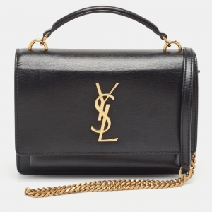 Saint Laurent Black Leather Sunset Top Handle Bag