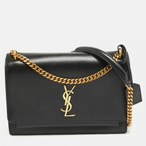 Saint Laurent Black Leather Large Sunset Shoulder Bag