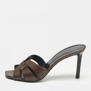 Saint Laurent Dark Brown Tribute Slide Sandals Size 40
