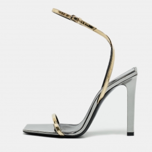 Saint Laurent Gold Leather Pam Sandals Size 36.5