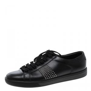Pre Owned Saint Laurent Paris Black Leather Studded Sneakers Size 38