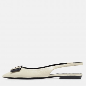 Saint Laurent Cream Leather Anais Slingback Flats Size 38