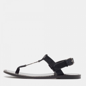 Pre Owned Saint Laurent Black Suede Cassandra Slingback Flats Size 42.5