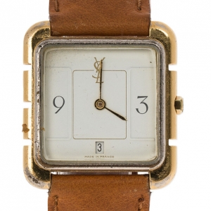 Saint Laurent Paris White Gold-Plated Steel Women's Wristwatch 28MM