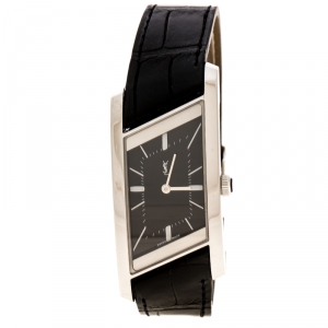 Yves Saint Laurent Paris Black Stainless Steel Rive Gauche Women's Wristwatch 24 mm