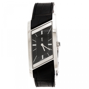 Yves Saint Laurent Paris Black Stainless Steel Rive Gauche Women's Wristwatch 24 mm