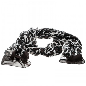 Salvatore Ferragamo St Maculato Leopard Print Silk Chiffon Scarf