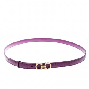 Salvatore Ferragamo Purple Leather Gancini Buckle Belt Size 95CM